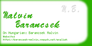 malvin barancsek business card